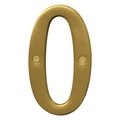 Hy-Ko 4In Brushed Brass Number 0, 3PK A30920